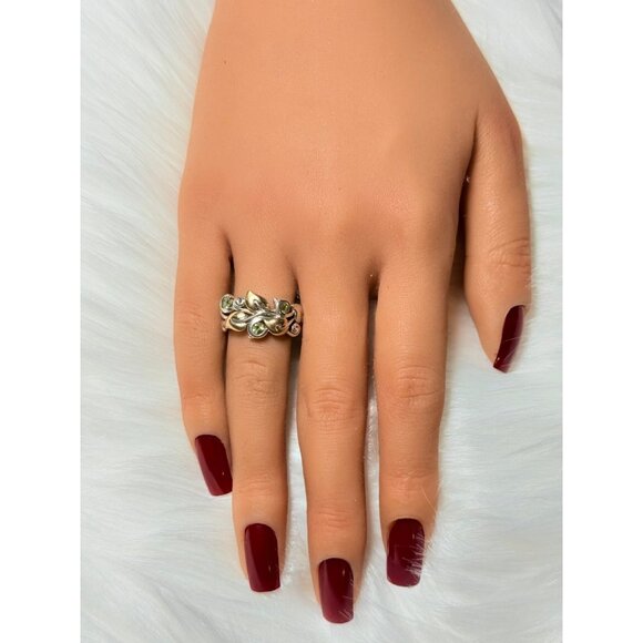 Barbara Bixby 925/18K Gold Leaf Peridot Ring - Picture 7 of 9